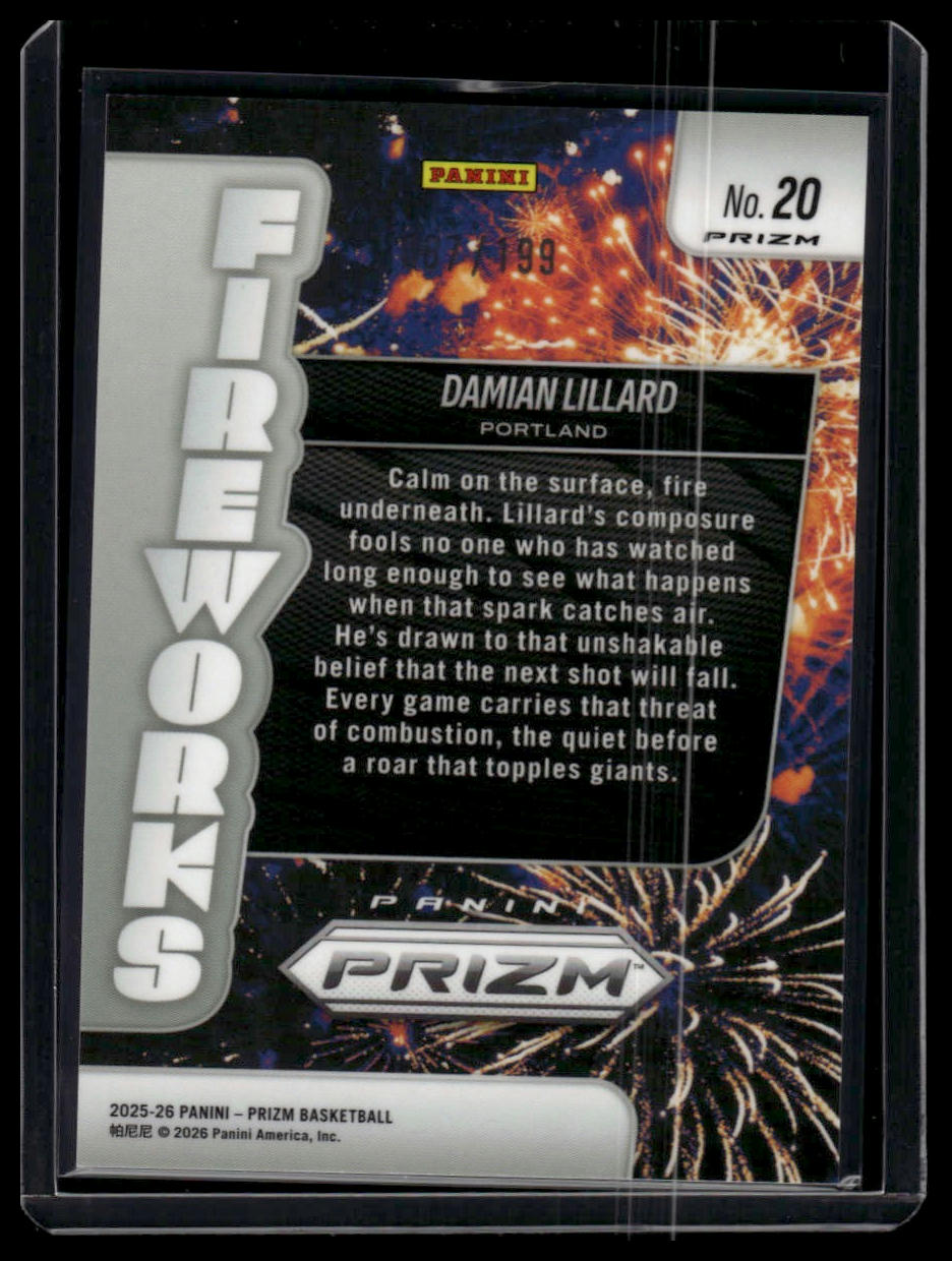 2025-26 Panini Prizm Damian Lillard Fireworks Purple Ice /199