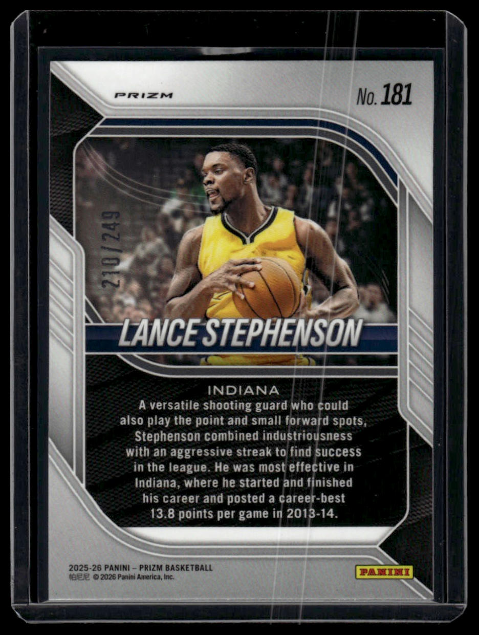 2025-26 Panini Prizm #181 Lance Stephenson Blue Wave Prizm #/249