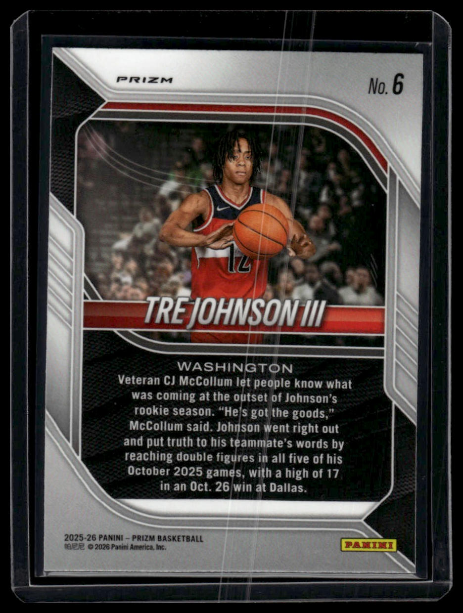 2025-26 Panini Prizm #6 Tre Johnson III Hyper Prizm