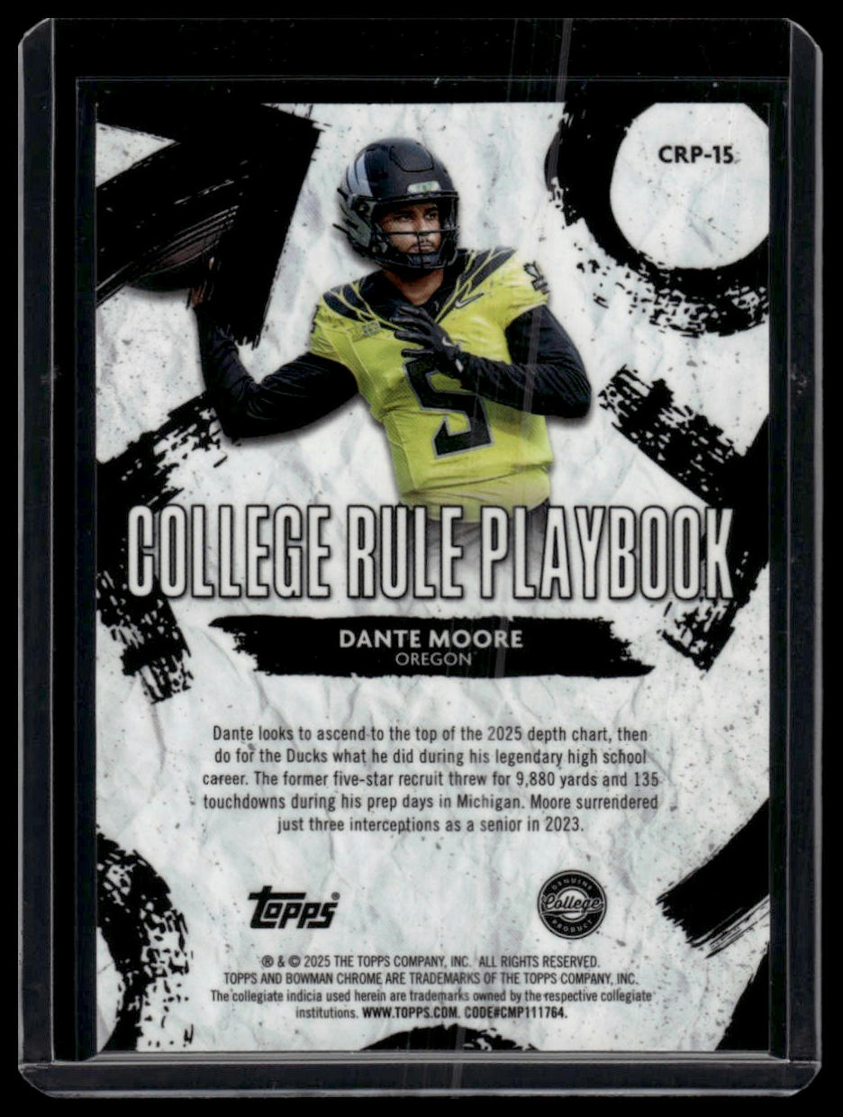 2025 Bowman Chrome #CRP-15 Dante Moore College Rule Playbook Gold #/50