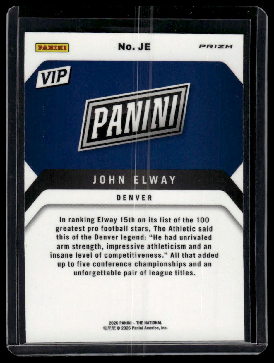 2026 Panini National Convention VIP Gold Packs #JE John Elway White Sparkle