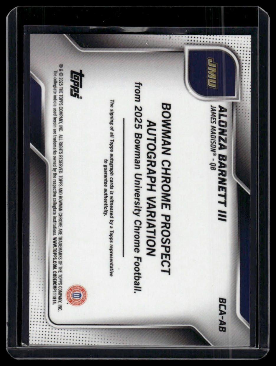 2025 Bowman University Chrome #BCA-AB Alonza Barnett III Autographs Blue #/150