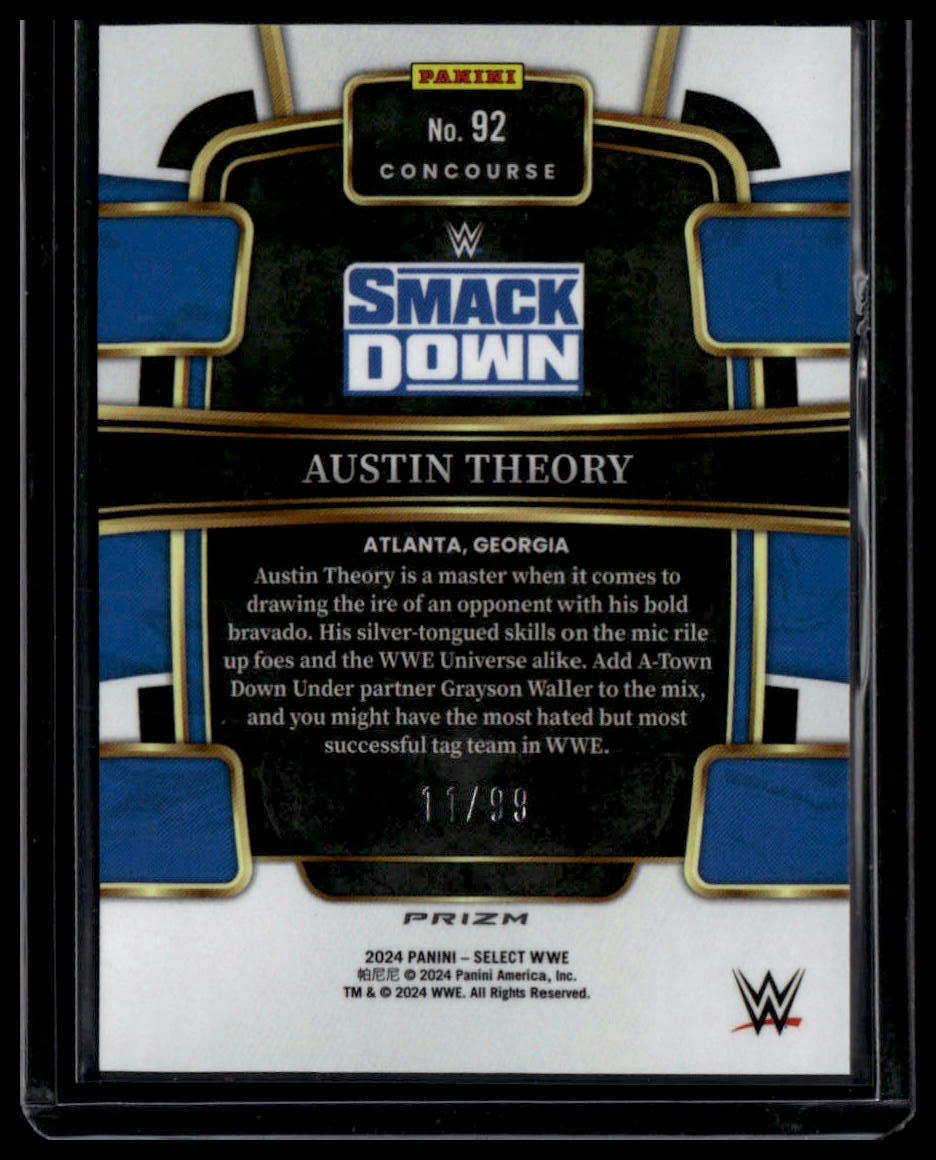 2024 Panini Select WWE #92 Austin Theory Red Wave Prizms #/99