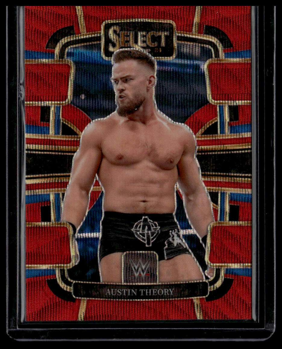 2024 Panini Select WWE #92 Austin Theory Red Wave Prizms #/99