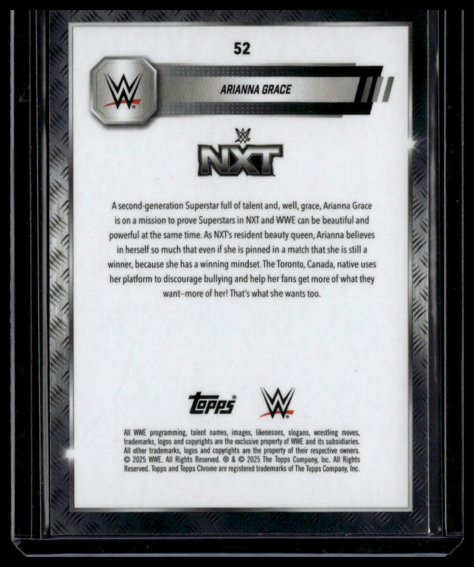 2025 Topps Chrome WWE #52 Arianna Grace Neon Green Geometric Refractor #/75