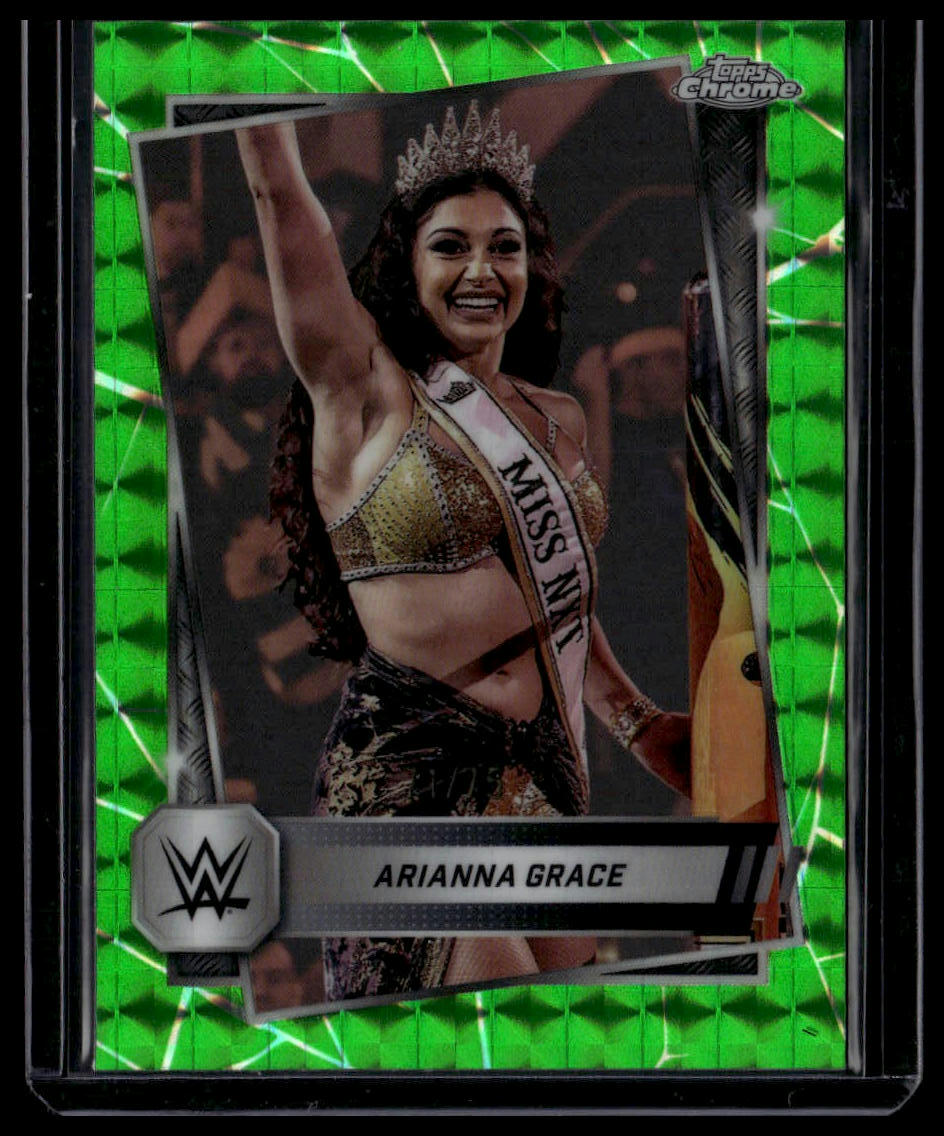 2025 Topps Chrome WWE #52 Arianna Grace Neon Green Geometric Refractor #/75