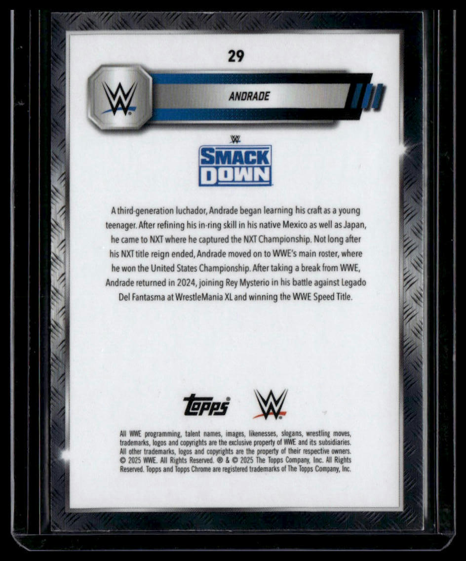 2025 Topps Chrome WWE #29 Andrade Blue Geometric Refractor #/99