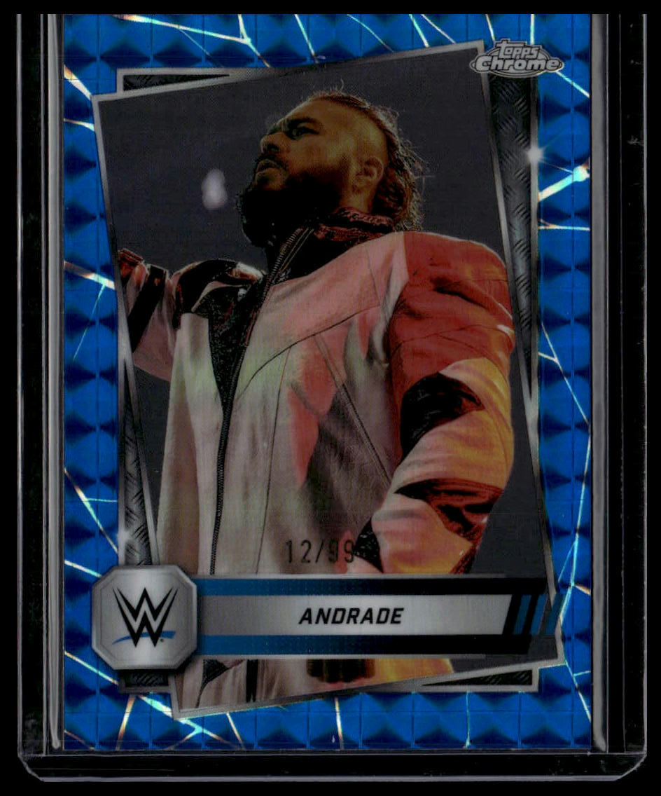 2025 Topps Chrome WWE #29 Andrade Blue Geometric Refractor #/99