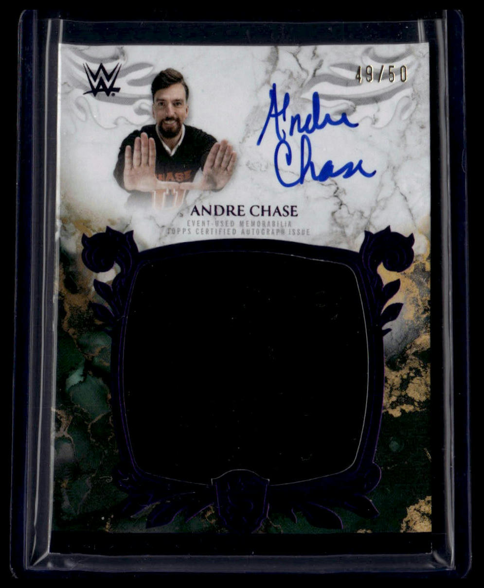 2025 Topps Royalty WWE #RYA-ACH Andre Chase Royalty Relic Autographs Purple #/50