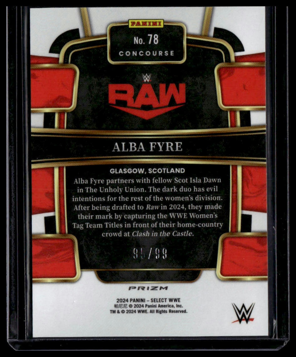 2024 Panini Select WWE #78 Alba Fyre Red Wave Prizms #/99