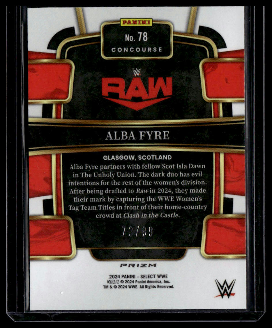 2024 Panini Select WWE #78 Alba Fyre Red Wave Prizms #/99