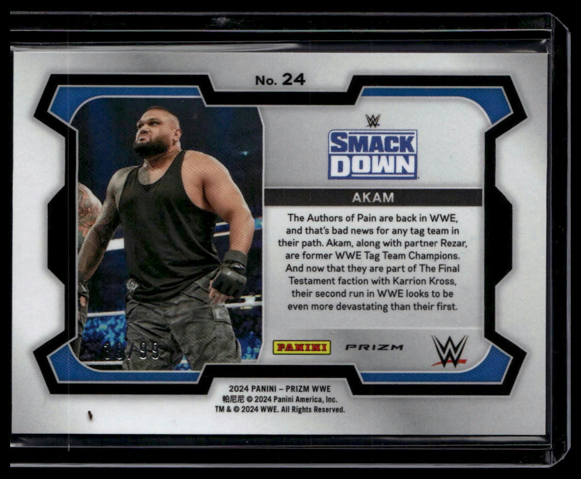 2024 Panini Prizm WWE #24 Akam Under Card Red Prizms #/99
