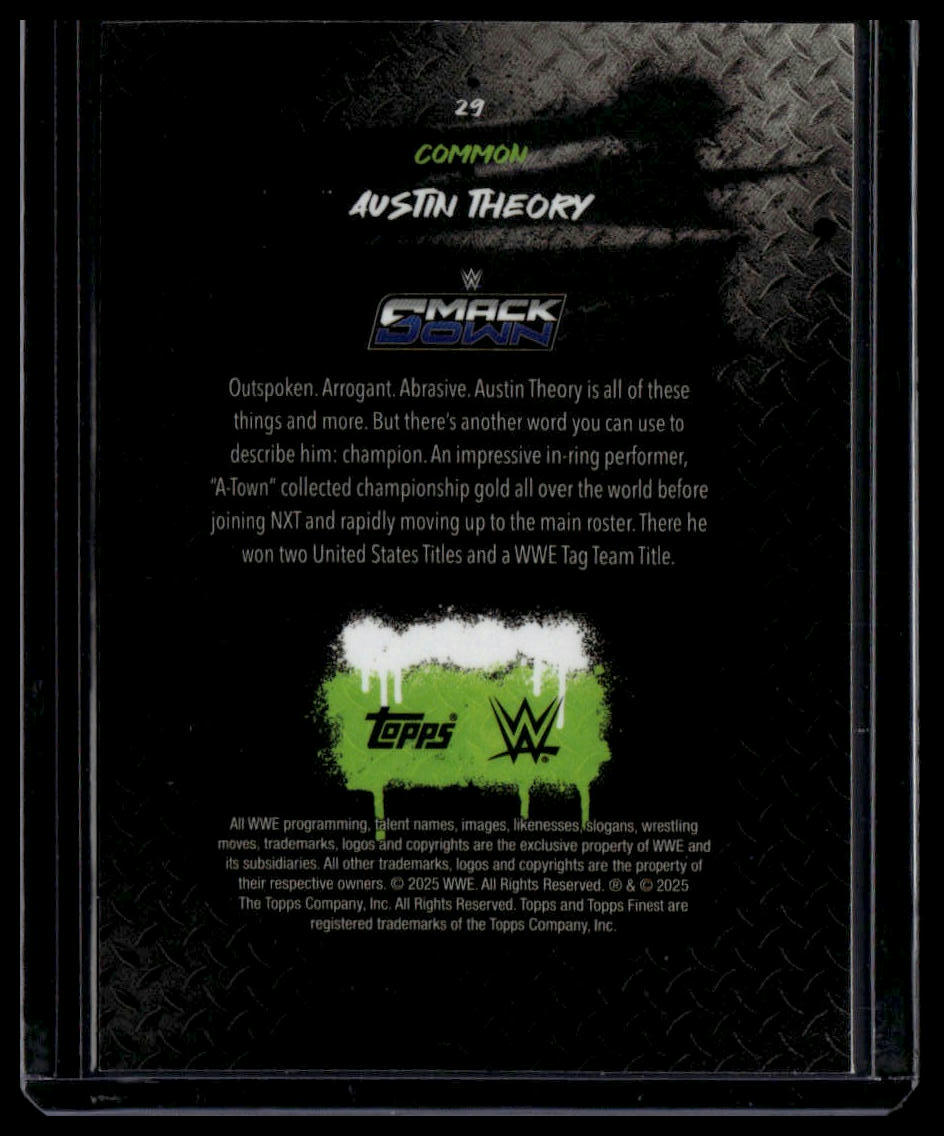 2025 Topps Finest WWE #29 Austin Theory Purple Checkerboard #/199