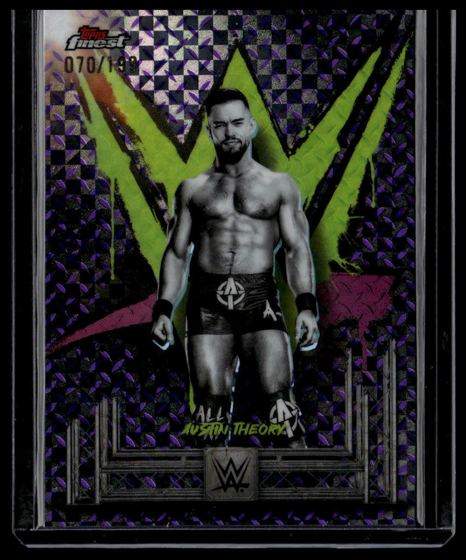 2025 Topps Finest WWE #29 Austin Theory Purple Checkerboard #/199