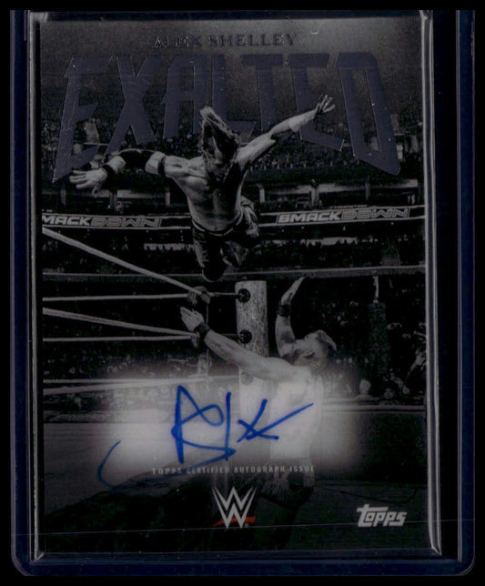 2025 Topps Exalted WWE #BWS-ASY Alex Shelley Black and White Signatures