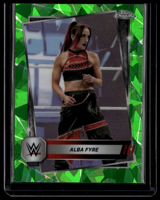 2025 Topps Chrome Sapphire Edition WWE #88 Alba Fyre Green #/75