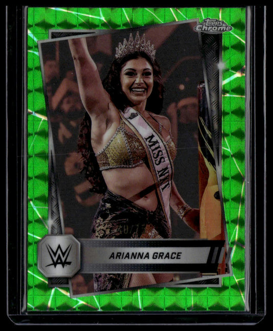 2025 Topps Chrome WWE #52 Arianna Grace Neon Green Geometric Refractor #/75