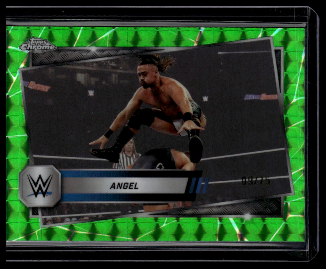 2025 Topps Chrome WWE #27 Angel Neon Green Geometric Refractor #/75