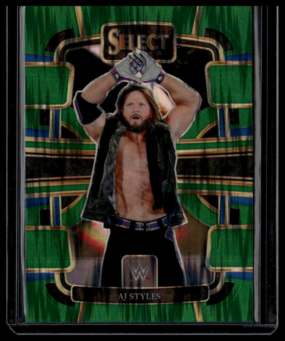 2024 Panini Select WWE #19 AJ Styles Green Flash Prizms