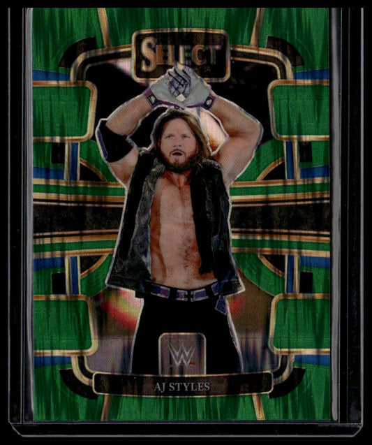2024 Panini Select WWE #19 AJ Styles Green Flash Prizms