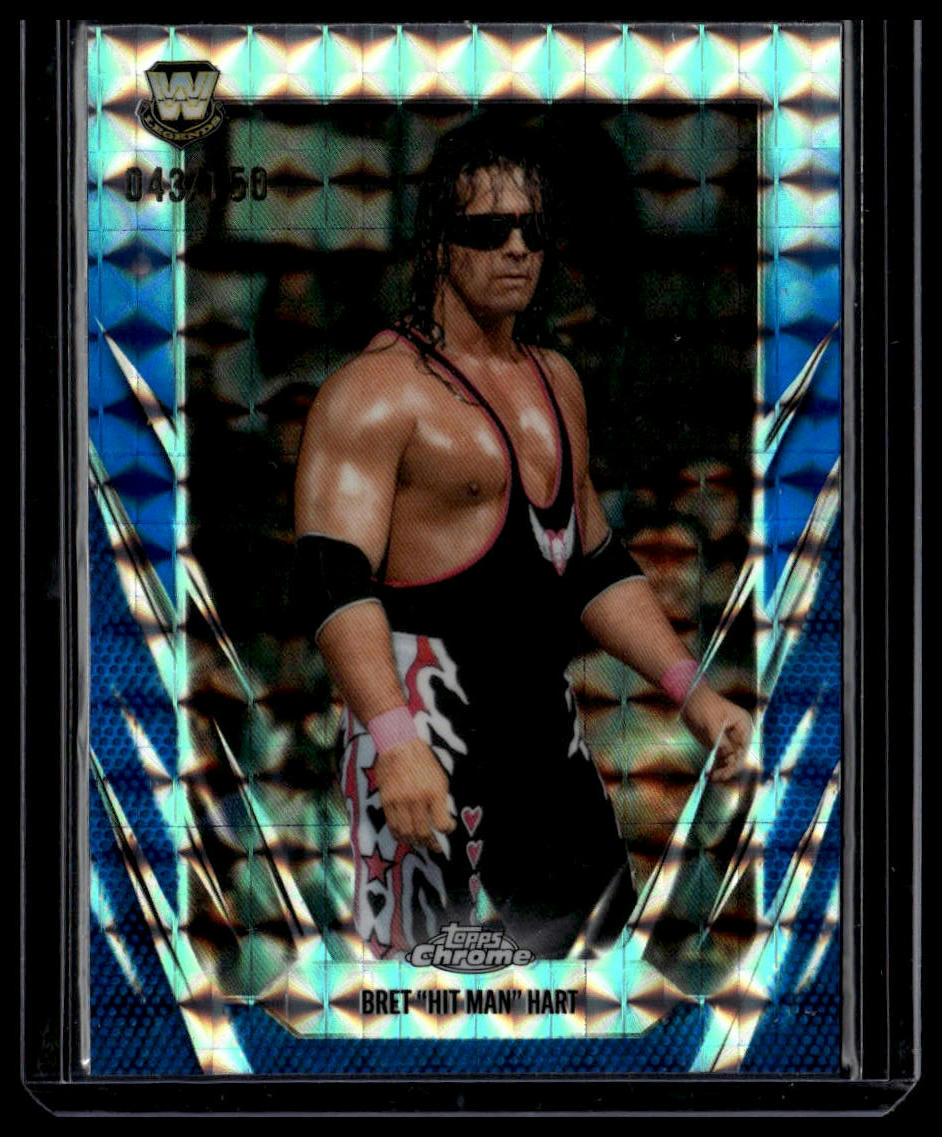 2026 Topps Chrome WWE #30 Bret "Hit Man" Hart Blue Geometric Refractor #/150
