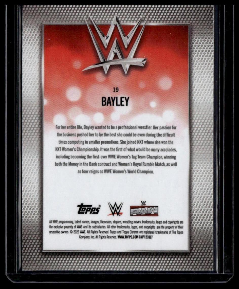 2026 Topps Chrome WWE #19 Bayley Aqua Refractor #/199