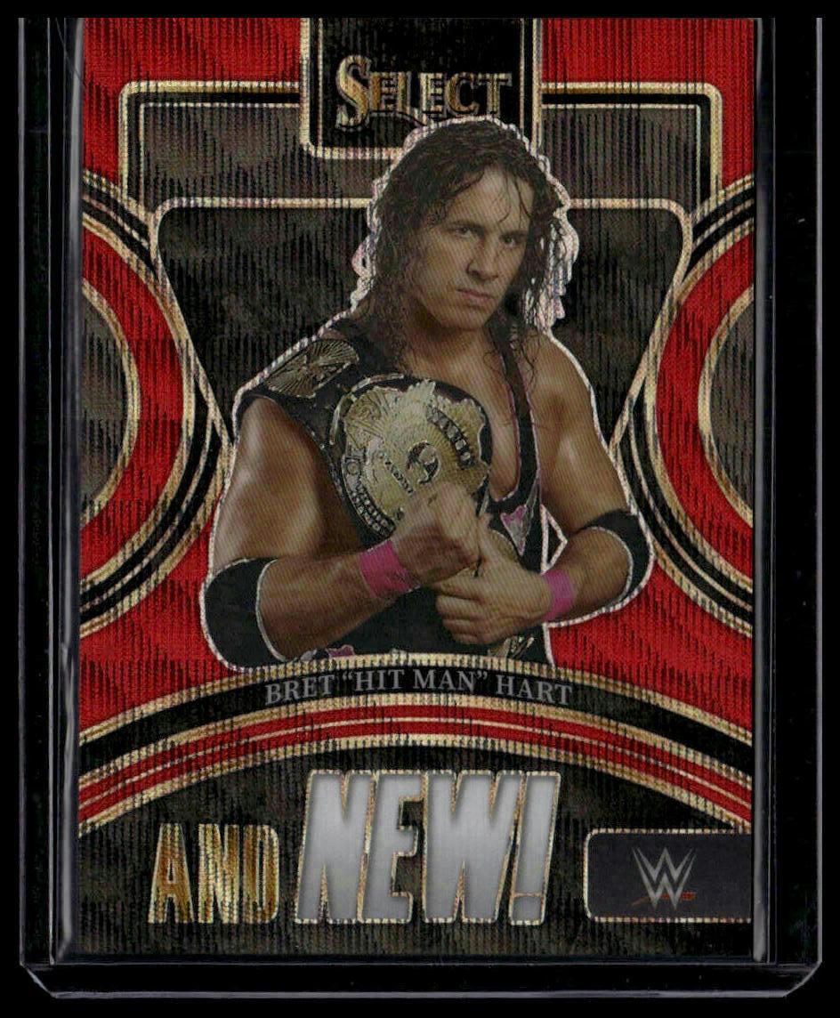 2024 Panini Select WWE #8 Bret “Hit Man” Hart And NEW! Red Wave Prizms #/149