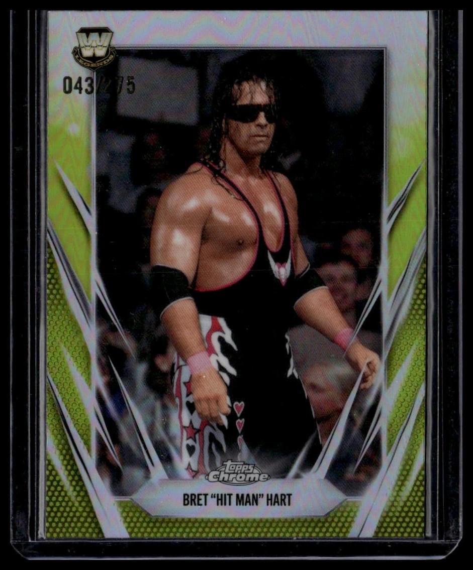 2026 Topps Chrome WWE #30 Bret "Hit Man" Hart Yellow Refractor #/275