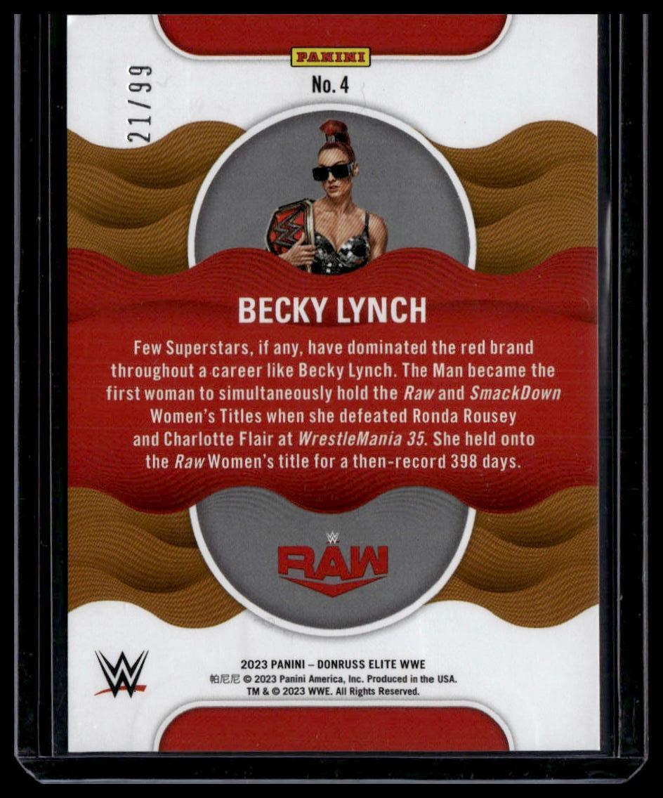 2023 Donruss Elite WWE #4 Becky Lynch Title Waves Red #/99