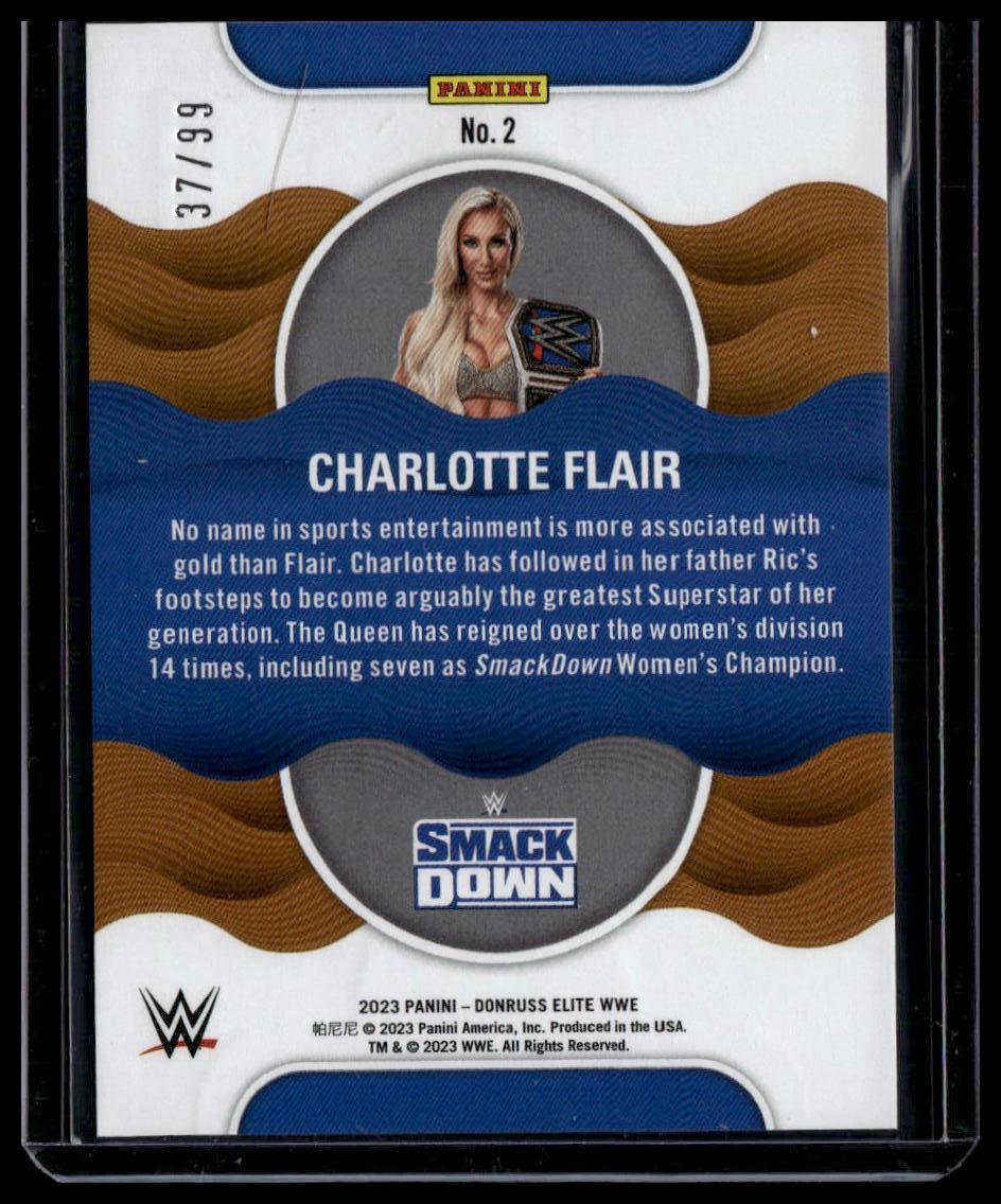 2023 Donruss Elite WWE #2 Charlotte Flair Title Waves Red #/99