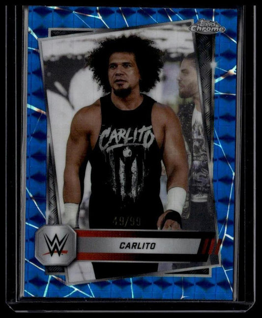 2025 Topps Chrome WWE #134 Carlito Blue Geometric Refractor #/99