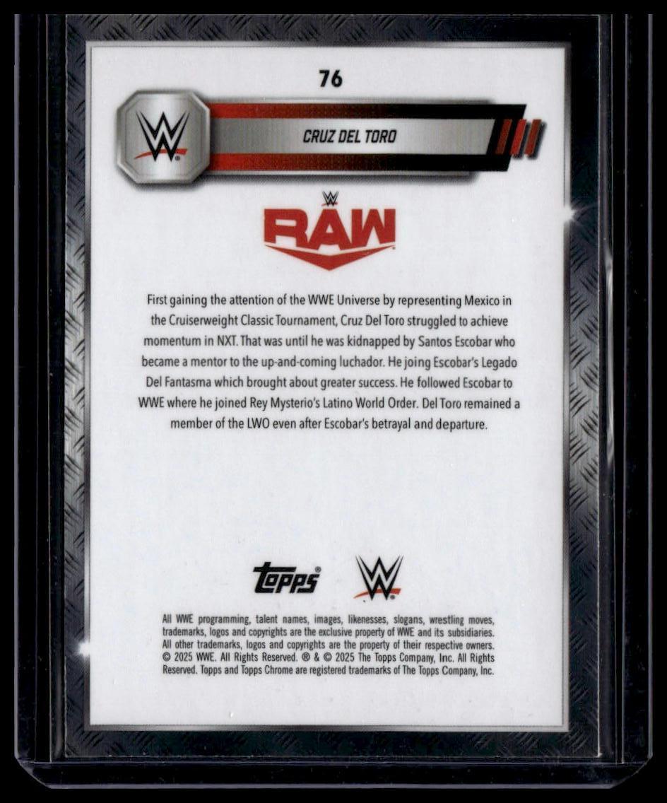 2025 Topps Chrome Sapphire Edition WWE #76 Cruz Del Toro Green #/75