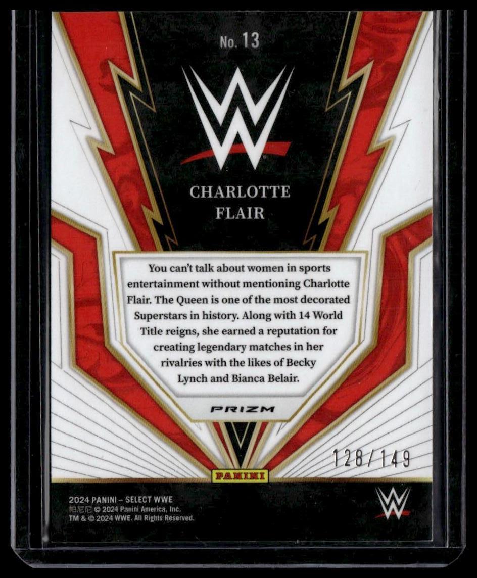 2024 Panini Select WWE #13 Charlotte Flair Turbo Charged Red Wave Prizms #/149