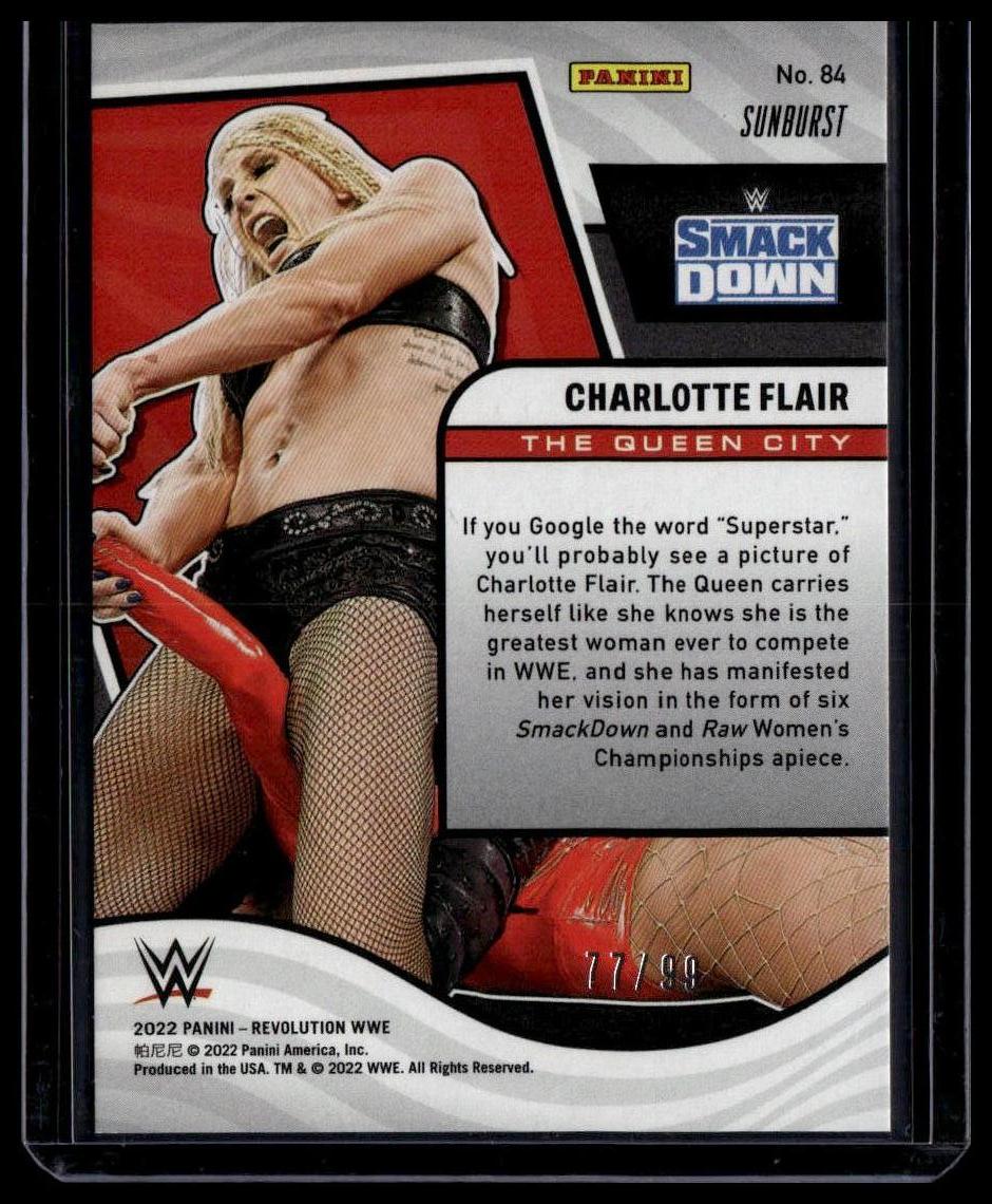 2022 Panini Revolution WWE #84 Charlotte Flair Sunburst #/99