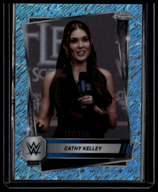 2025 Topps Chrome WWE #153 Cathy Kelley Aqua Shimmer Refractor #/199