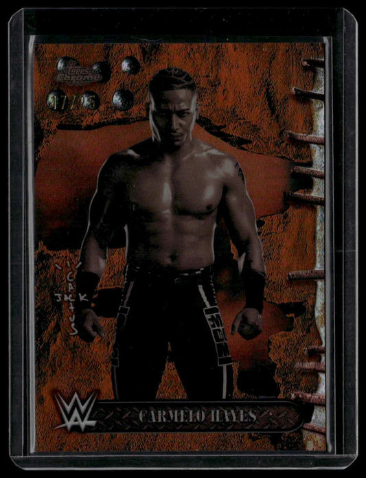 2025 Topps Chrome WWE x Cactus Jack #74 Carmelo Hayes Orange #/25