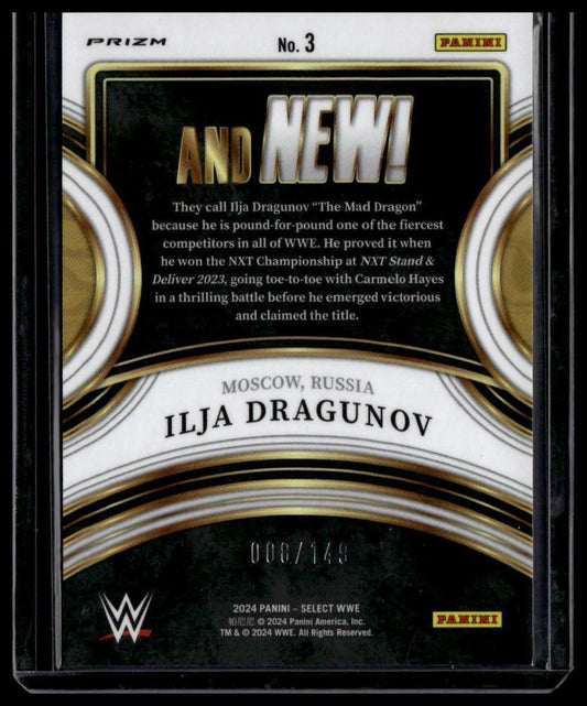 2024 Panini Select WWE #3 Ilja Dragunov And NEW! Red Wave Prizms #/149