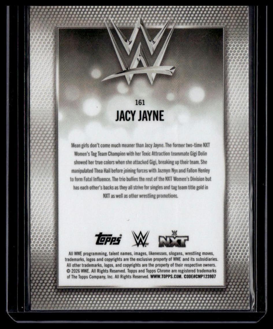 2026 Topps Chrome WWE #161 Jacy Jayne Blue Geometric Refractor #/150