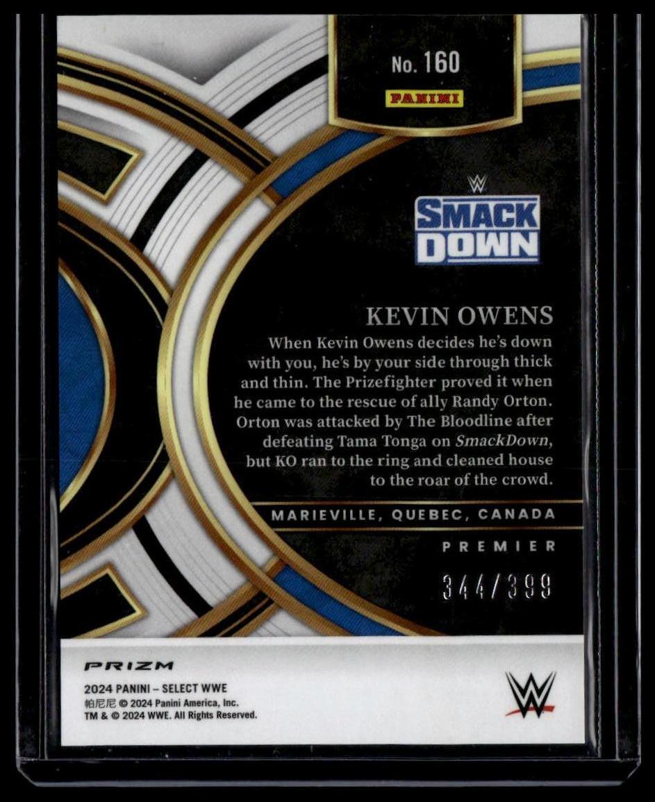2024 Panini Select WWE #160 Kevin Owens Black and Blue Prizms #/399