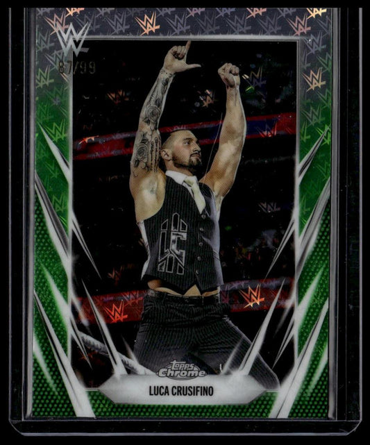 2026 Topps Chrome WWE #177 Luca Crusifino Logofractor Green #/99