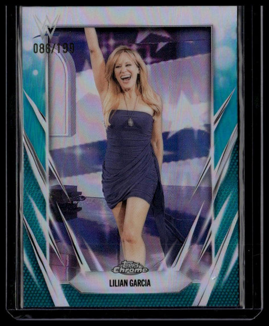 2026 Topps Chrome WWE #182 Lilian Garcia Aqua Refractor #/199