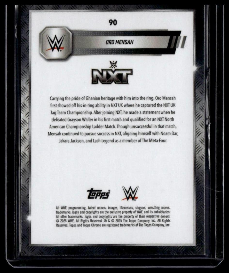 2025 Topps Chrome WWE #90 Oro Mensah Blue Geometric Refractor #/99