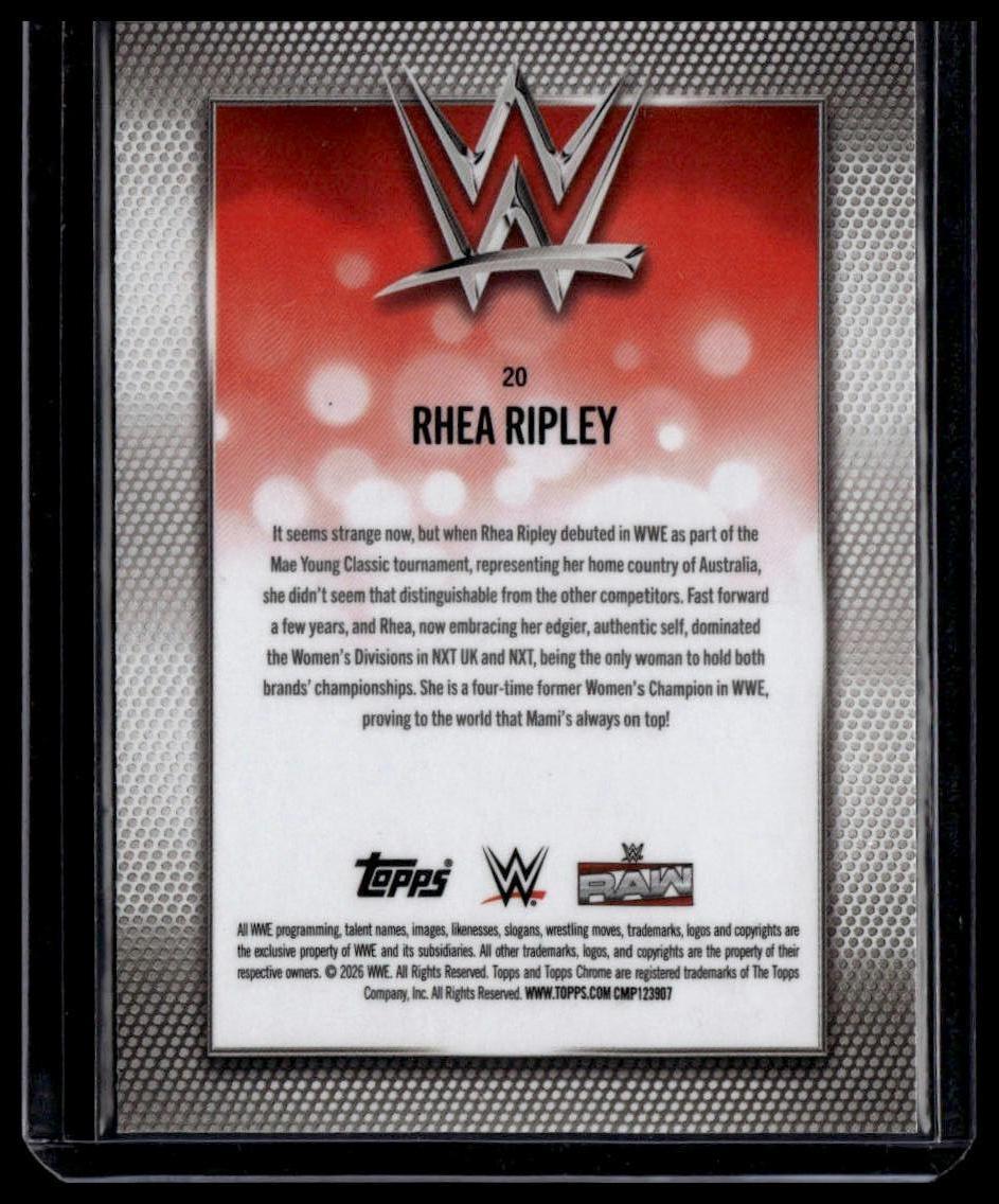 2026 Topps Chrome WWE #20 Rhea Ripley Pink Refractor #/250