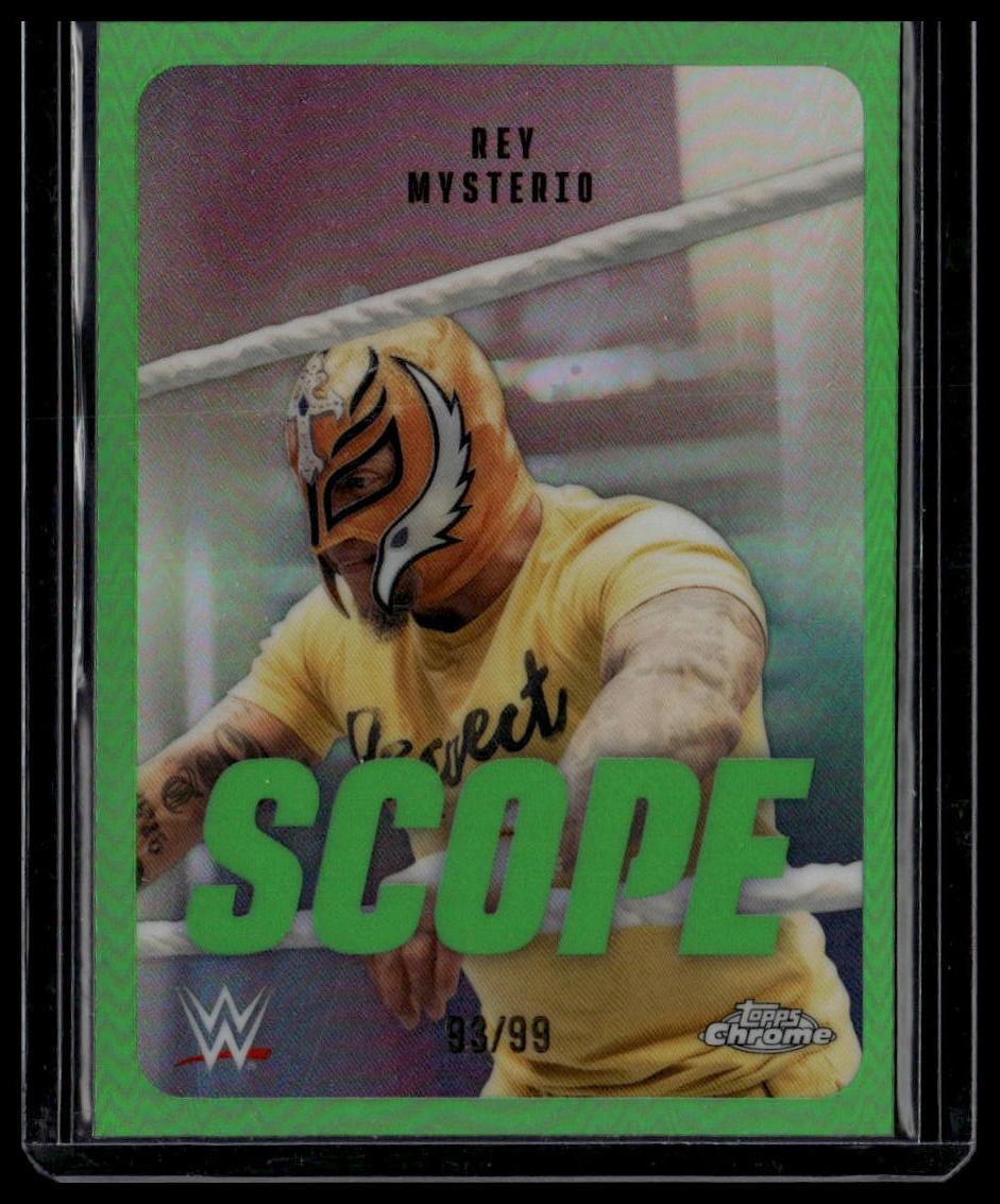 2026 Topps Chrome WWE #SCO-26 Rey Mysterio Scope Green Refractor #/99