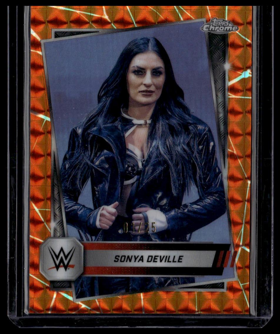 2025 Topps Chrome WWE #66 Sonya Deville Orange Geometric Refractor #/25