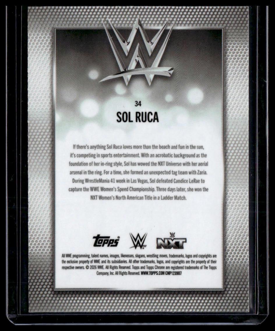 2026 Topps Chrome WWE #34 Sol Ruca Blue Geometric Refractor #/150