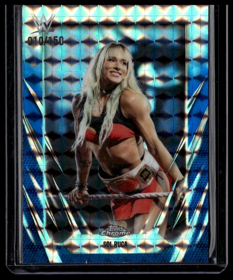 2026 Topps Chrome WWE #34 Sol Ruca Blue Geometric Refractor #/150