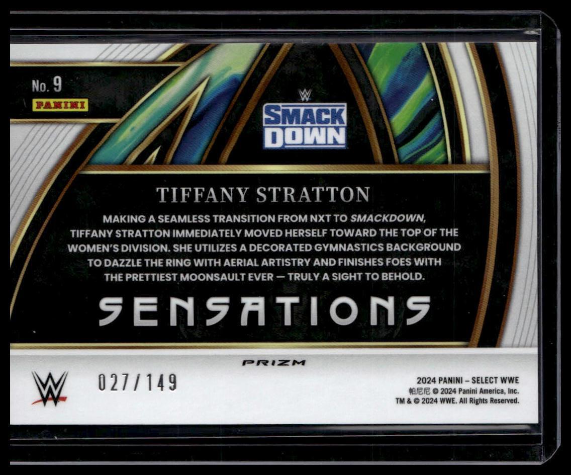 2024 Panini Select WWE #9 Tiffany Stratton Sensations Red Wave Prizms #/149