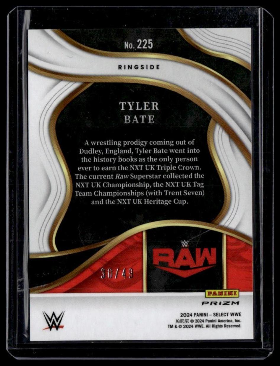 2024 Panini Select WWE #225 Tyler Bate Blue Wave Prizms #/49