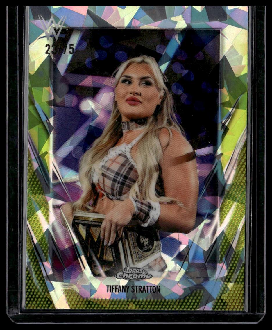 2026 Topps Chrome Sapphire Edition WWE #29 Tiffany Stratton Yellow #/75